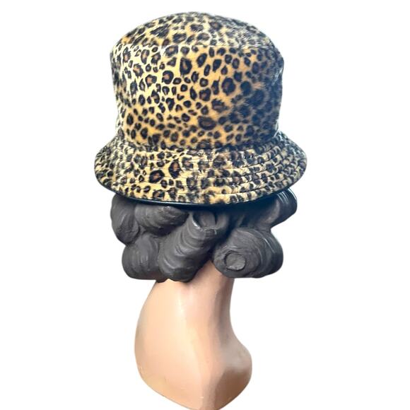 Vintage Betmar New York Leopard Bucket Hat Faux Fur - Picture 3 of 8